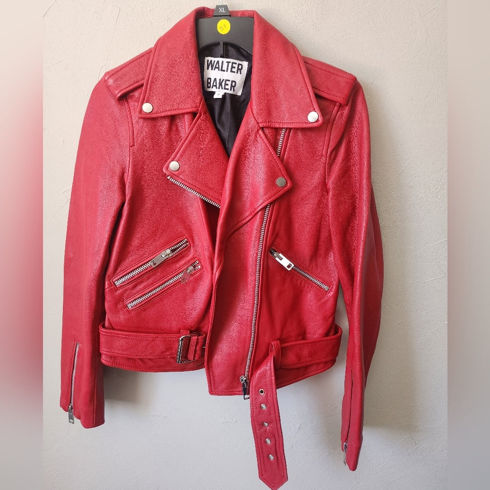 Walter Baker Red Leather Jacket Size Small
